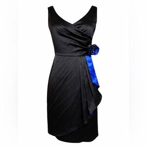 Spiegel Vintage Black Cocktail Dress Blue Flower Accent Size 6